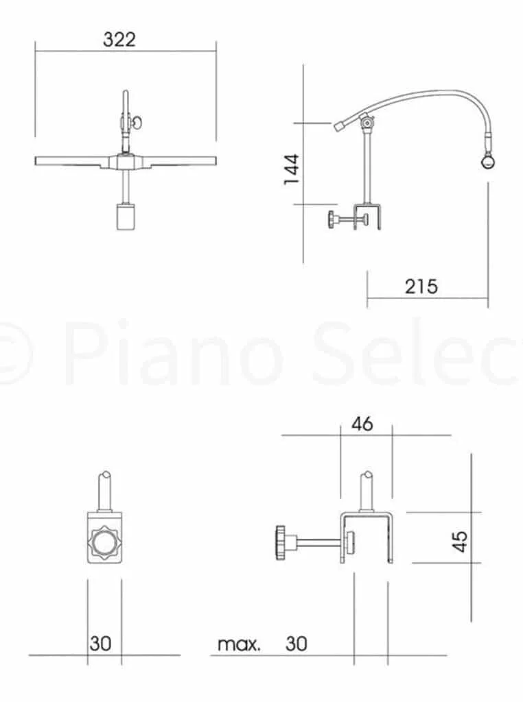 Jahn L5435 Pianolamp Flügel Zwart mat