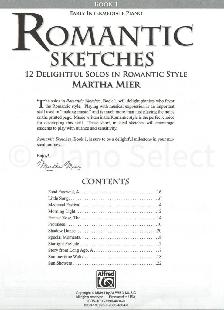 Romantic Sketches Book 1 Martha Mier
