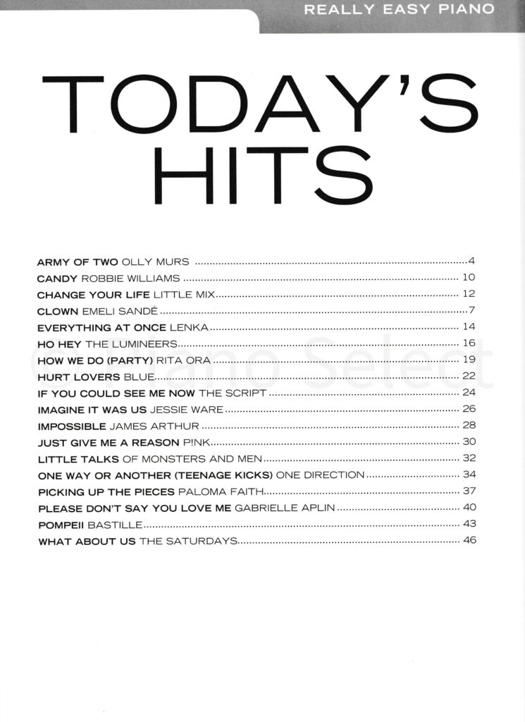 Today's Hits - Really Easy Piano