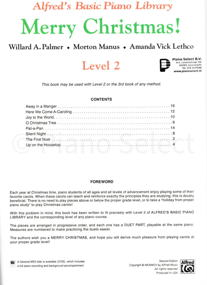 Merry Christmas Complete Level 2 - Alfed Basic Piano Library