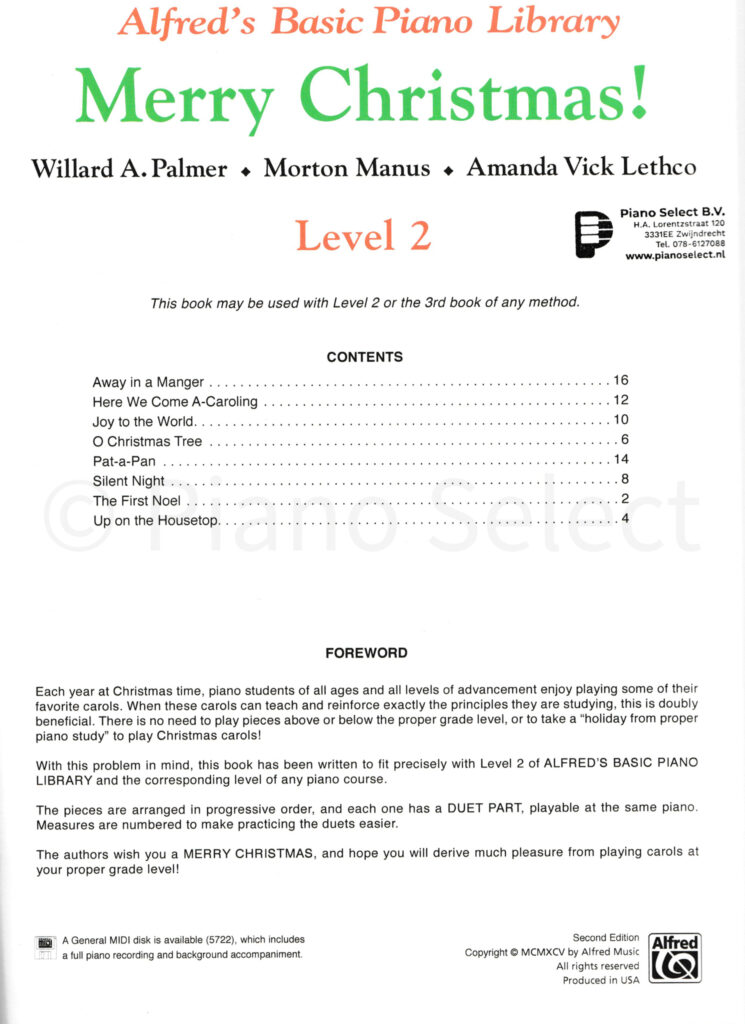 Merry Christmas Complete Level 2 - Alfed Basic Piano Library