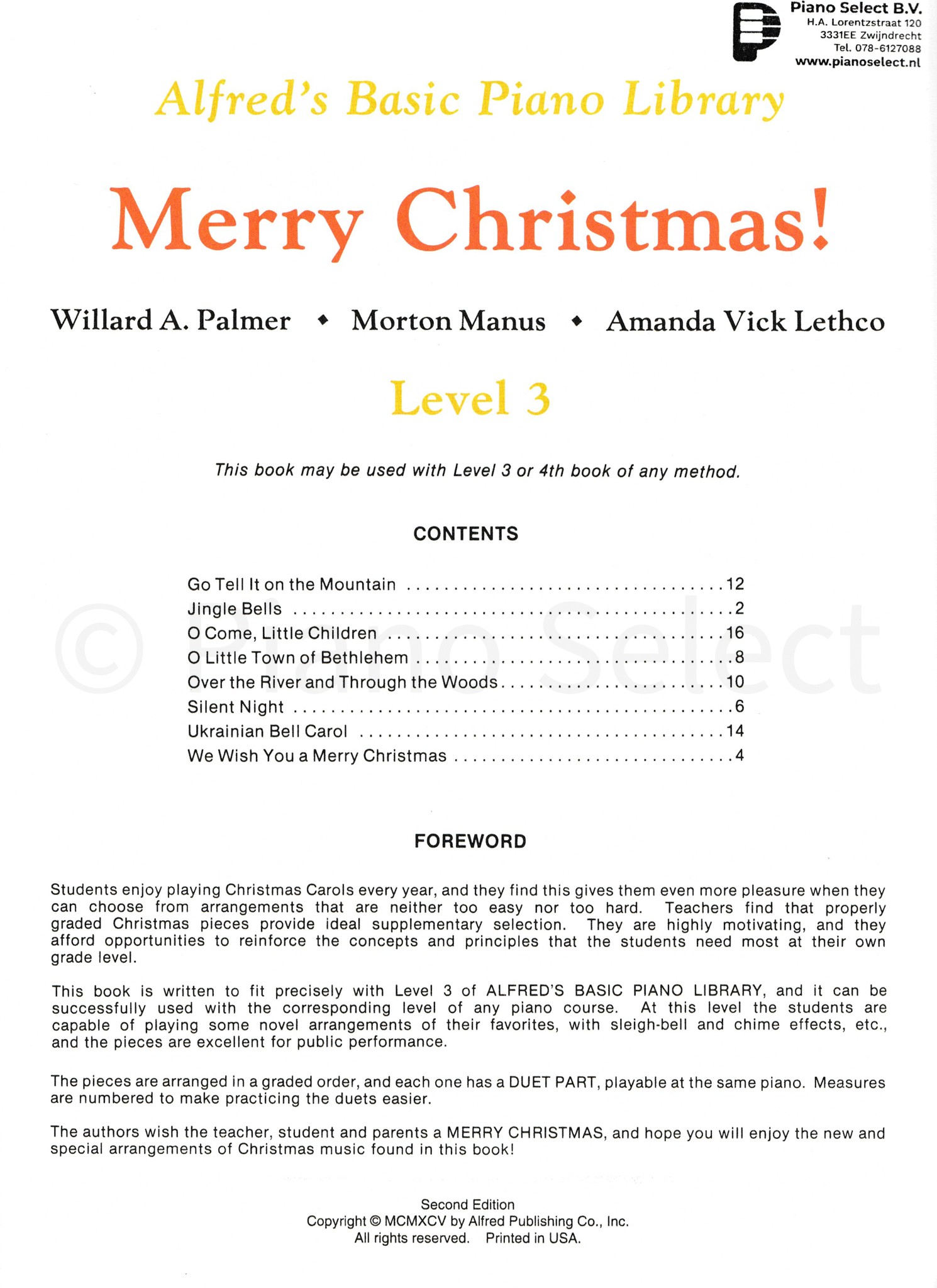 Merry Christmas Complete Level 3 - Alfed Basic Piano Library
